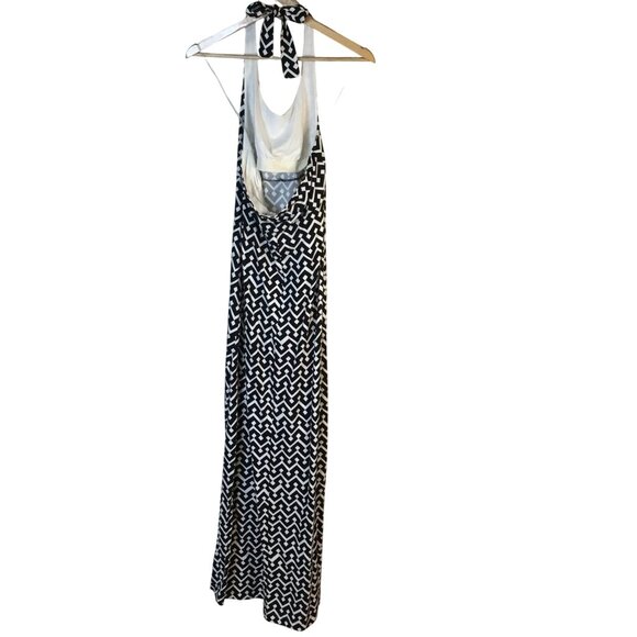 GAP Women Black White Halter Maxi Dress Graphic Y2K Summer Beach Boho Festival M - Picture 3 of 9